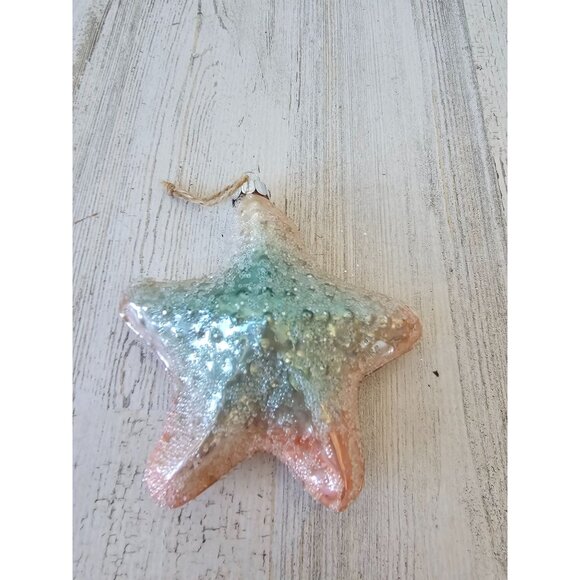 Glass beaded life-size starfish ornament pink Xmas tree - Picture 1 of 8
